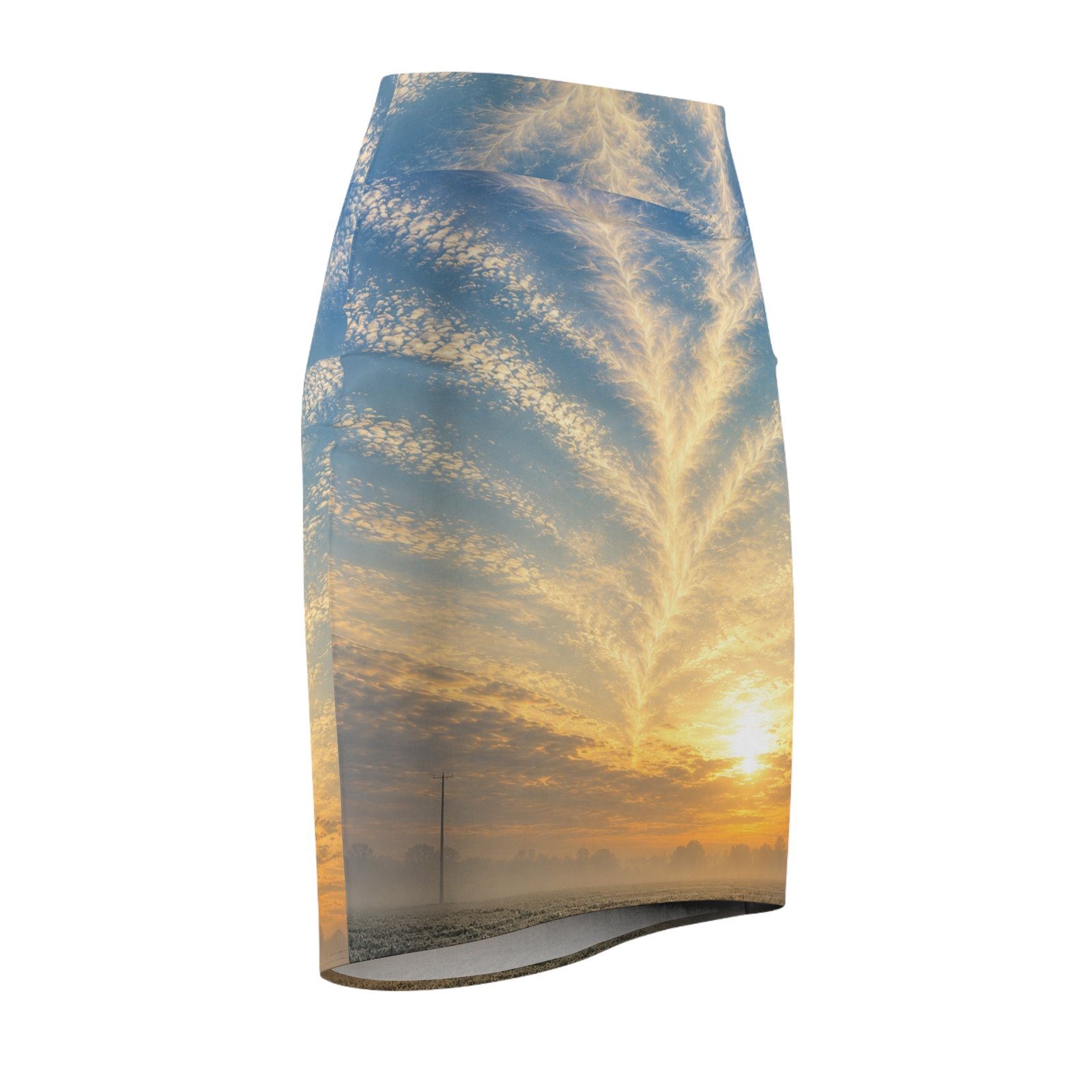 echoflame sunrise sky pencil skirt — golden dawn cloud print echoflame sunrise sky pencil skirt — golden dawn cloud print
