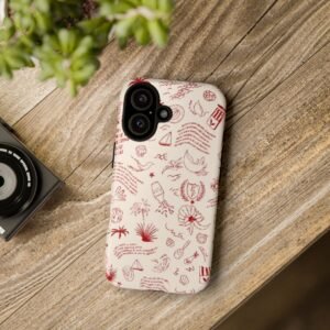 echoflame tough cases: red doodle beach pattern phone case