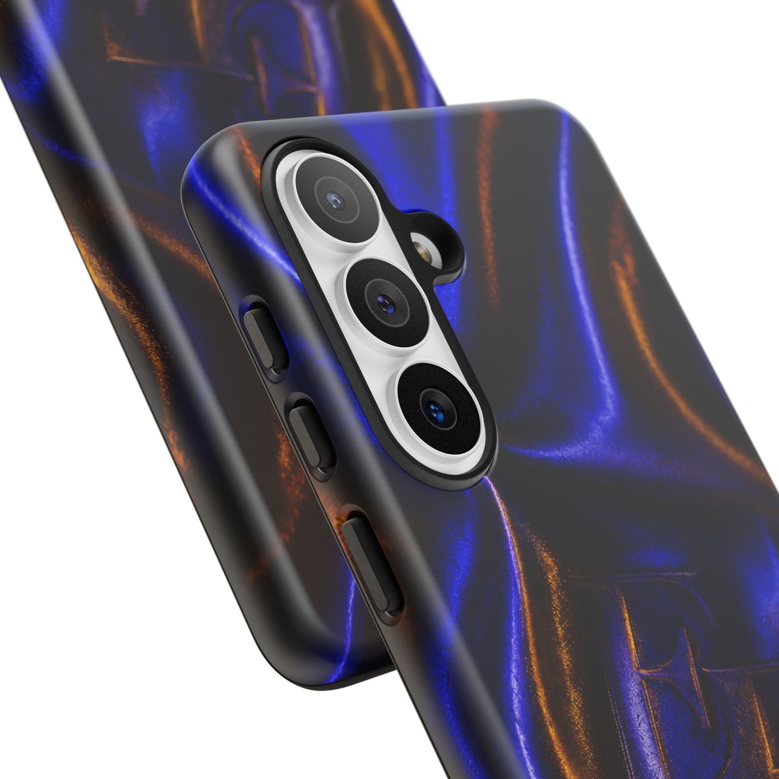 echoflame neon silk phone case — blue & amber abstract tough case echoflame neon silk phone case — blue & amber abstract tough case