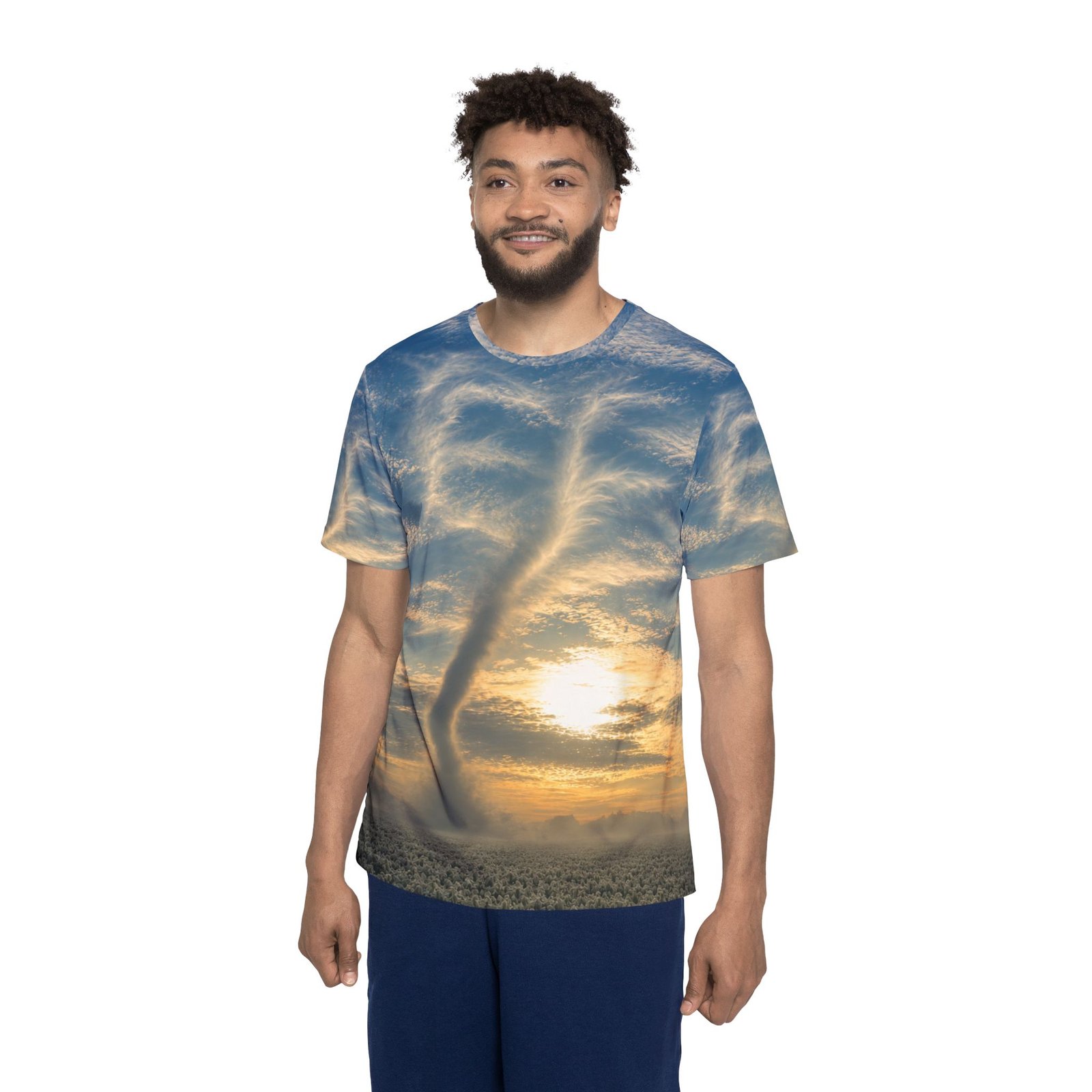 echoflame tornado sunset sports jersey — all over print athletic tee echoflame tornado sunset sports jersey — all over print athletic tee
