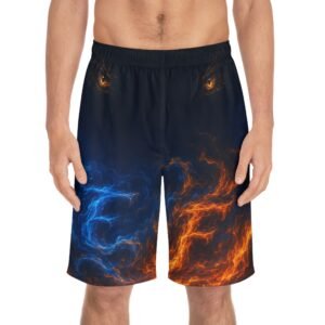 echoflame fire & ice dragon board shorts — men's all over print surf trunks